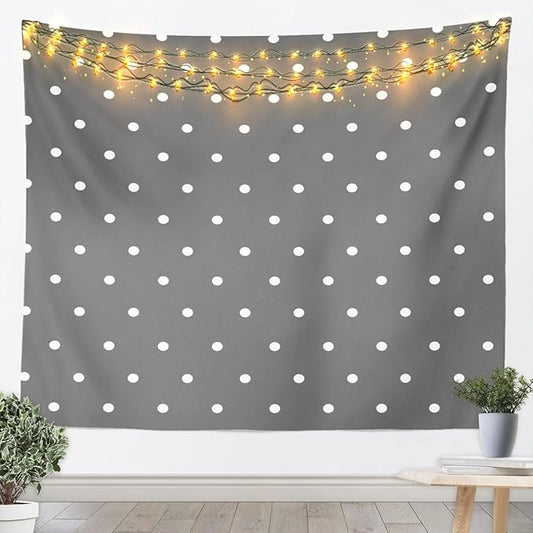 jejeloiu Polka Dots Tapestry White Geometric Circles Wall Art Simple Modern Wall Hanging Blanket for Living Room Bedroom Cartoon French Style Home Decor XLarge 70"x92" White Gray