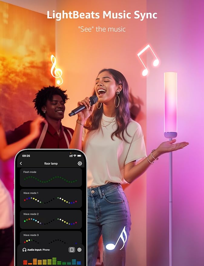 Lepro O1 AI Floor Lamps, 2300LM Smart Standing Lamp Works with Alexa, Modern Floor Lights with Music Sync, Personalized AI Lighting Designer,RGB Lamps for Living Room,Bedroom, APP Control, 2.4GHz Only