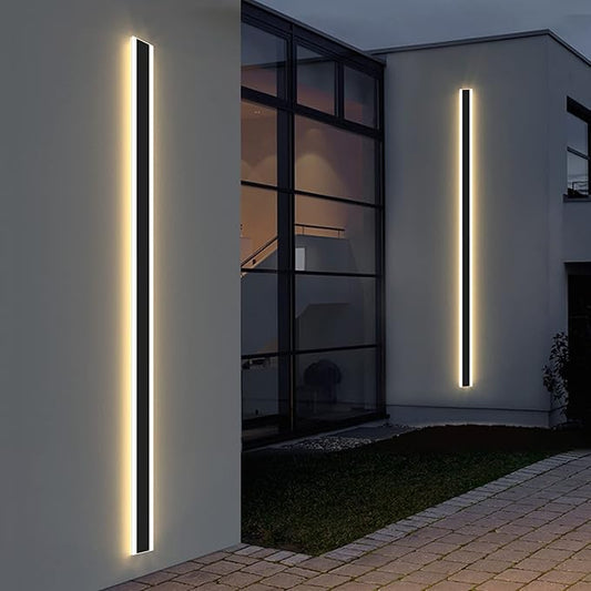 Modern 70.8inch Outdoor Wall Light, 3000k/4500k/6000k 3 Color Change Black Exterior Light Fixtures Wall Mount, Ip65 Waterproof Modern Porch Lights Non-Dimmable, Long Linear Outside Lighting Hard-Wired