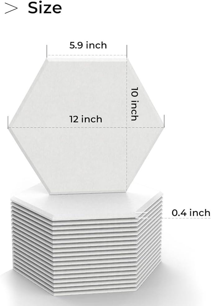 18 Pack White Hexagon Self-Adhesive Acoustic Panels-12"X10"X 0.4" Soundproof Wall Panels, High-Density Sound Absorbing for Studios, Offices, and Home Theaters