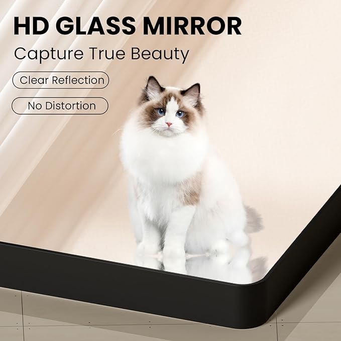 Black Bathroom Mirror, 24x32 Inch Thick Rectangle Metal Framed Wall Mirror, Modern Round Corner Bathroom Vanity Mirror for Over Sink, Bedroom, Living Room, Entryway