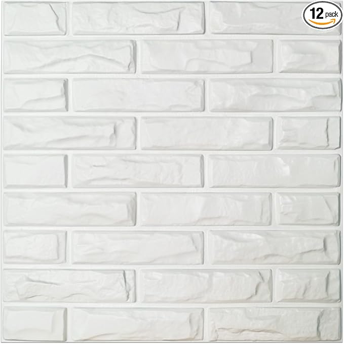 Art3d 19.7" x 19.7" (Pack Of 12) Wall Panel Brick, Red