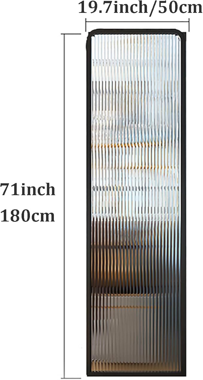 6ft Tall Room Divider, Metal Glass Partition, Folding Privacy Screen, Decorative Freestanding Partition for Room Separation, Modern Design, Ideal for Home or Office Use