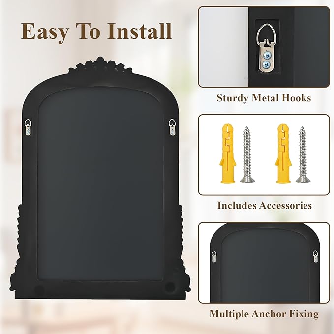 32x24 Beaded Arched Mirror, Bathroom Mirror for Over Sink, Metal Frame Wall Decor for Entryway, Bedroom, Living Room, Silver