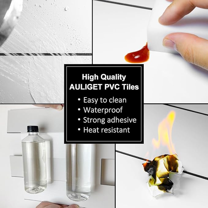 AULIGET Peel and Stick Backsplash Metal Tile, 6" x 12" Stick on Tiles for Backsplash Kitchen, Pack of 2