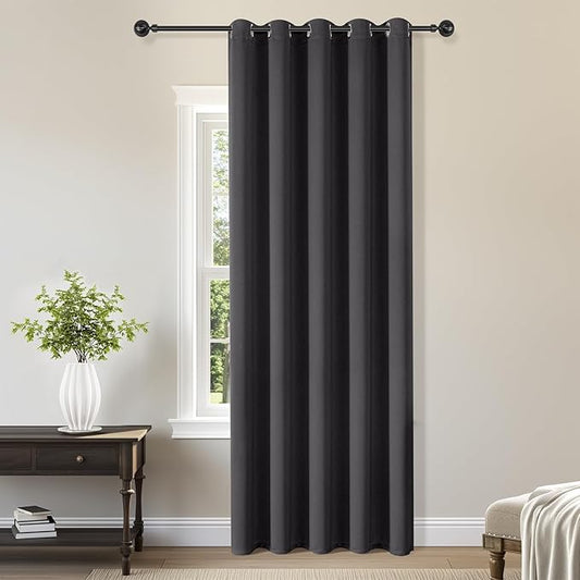 ChrisDowa Blackout Curtains 70 inches Wide for Bedroom - Extra Wide Grommet Thermal Insulated Room Darkening Curtains for Living Room (1 Panel, Dark Grey, 70 x 84 Inch)