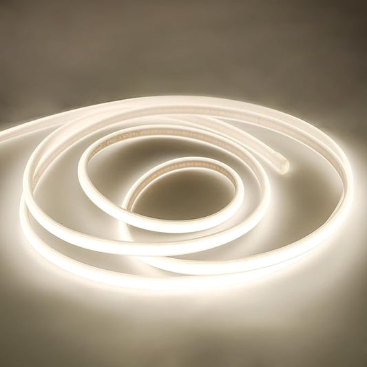 COB LED Strip Lights 3.28ft 320LEDs 4000K White LED Lights 110V Light Strips Waterproof IP67 Cuttable Flexible LED Rope Lights with US Plug for Bedroom Ceiling Kitchen Under Cabinet Closet