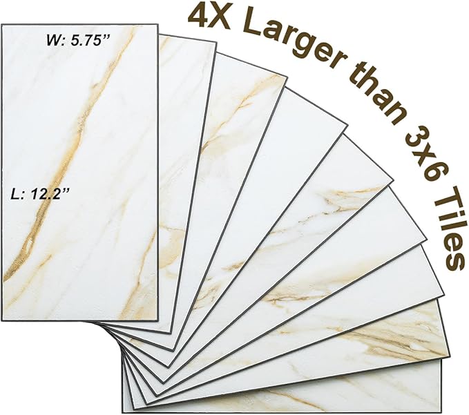 AULIGET 2-Piece Peel and Stick Backsplash Wall Tiles, 6" x 12" PVC Faux Stone Stick on Tiles for Backsplash Kitchen, Bathroom, Laundry Room, Camper, Fireplace
