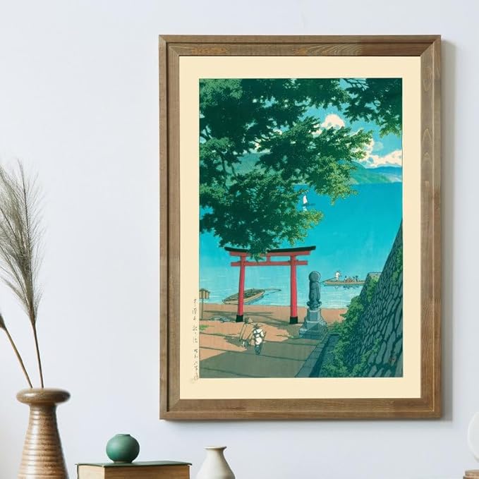 Nikko Chuzenji Lake Japanese Poster, Scenic Woodblock Art by Kawase Hasui, Japandi Nature Wall Decor, Tranquil Vintage Boho Artwork (Unframed) (24x36)