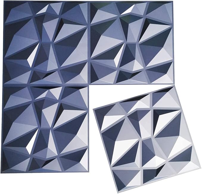 Art3d 19.7in x 19.7in (Pack Of 12) Wall Panel Diamond, Blue