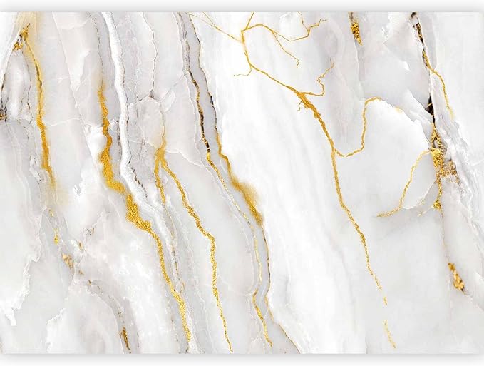 artgeist Wall Mural Stone Wall 193x138 in - XXL Peel and Stick Self-Adhesive Wallpaper Removable Large Sticker Foil Wall Decor Print Picture Design Marble Like Abstract 3D White f-C-0459-a-a