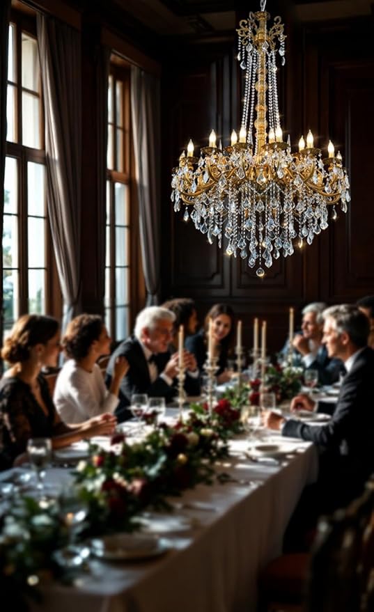 24-Light Antique Gold Crystal Chandelier, Extra Large Luxury Candle Chandelier Lighting Fixture for High Ceiling Foyer, Grand Entryway Living Room, Oversized D39 H64