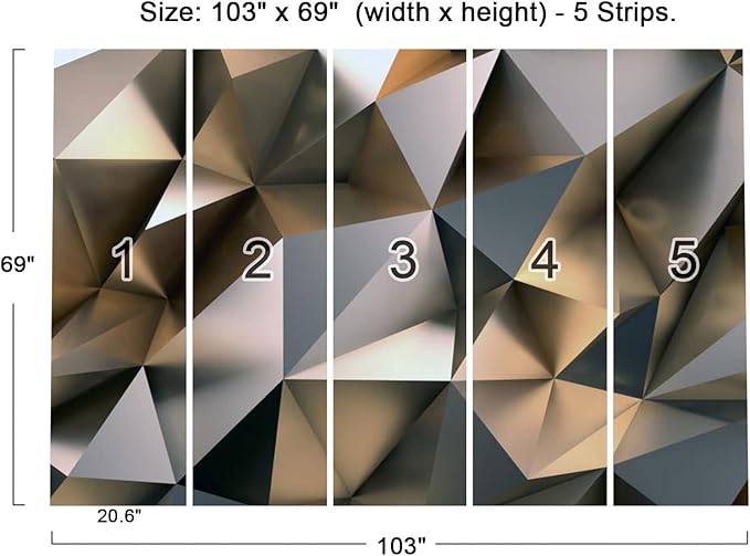 Cliouar-Metal Polygon Geometry Wall Mural Wallpaper for Bedroom Living Room 103" x 69" (Not Self Adhesive)