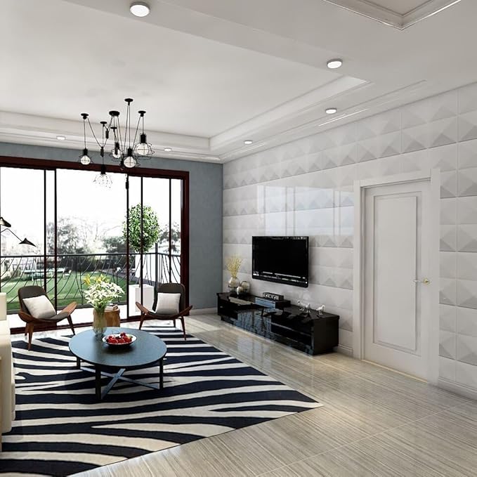 Art3d Decorative 3D Wall Panel, 32 Sq.FT PVC Interior Wall Decor for Living Room, Bedroom, Lobby, Office, Shopping Mall, White