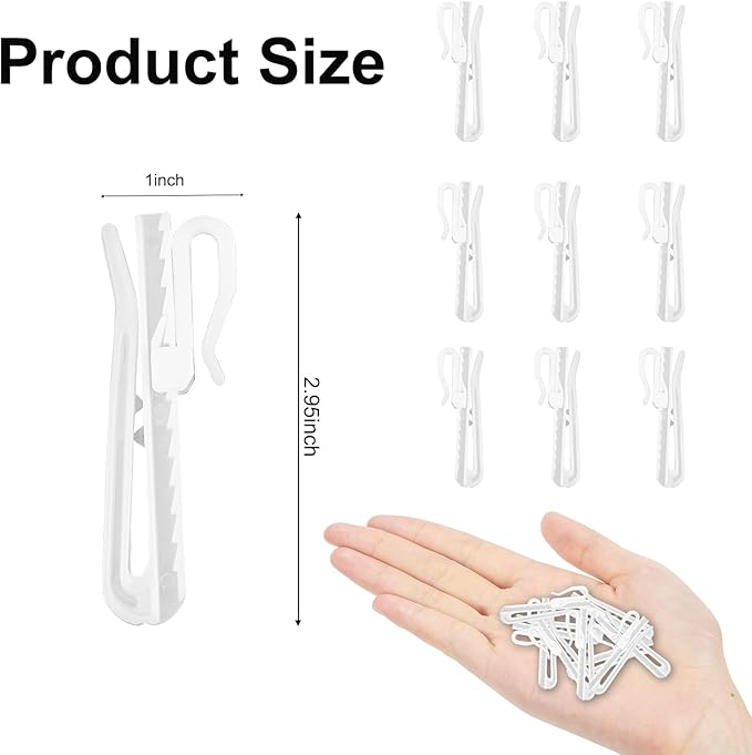 30 PCS Plastic Curtain Hooks Adjustable Pinch Pleat Curtain Clips Room Divider Curtain Hooks for Drapes
