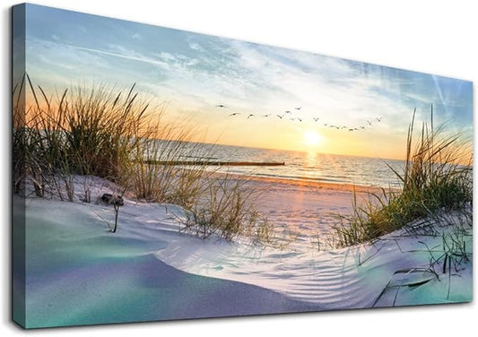 Canvas Wall Art For Living Room Large Size Wall Art Decor For Bedroom Blue Ocean Beach Landscape Paintings Poster Prints Artwork Office Decorations Seascape Wall Pictures Modern Room Home Decor Works