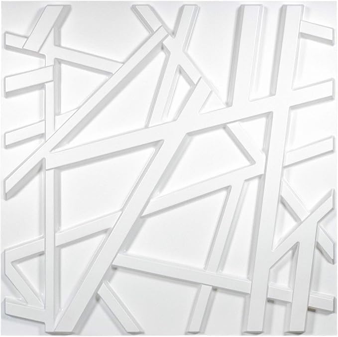 Art3d 19.7" x 19.7" (Pack Of 12) Wall Panel Stripes , White