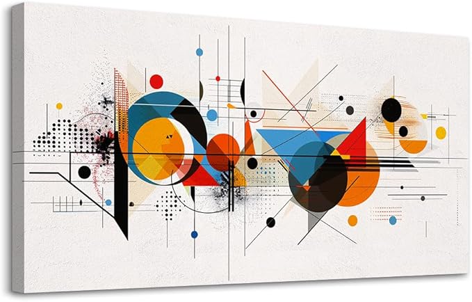 KELIYUAN Framed Wall Art For Living Room Canvas Wall Decor For Bedroom Room Modern Home Decorations Abstract Geometric Color Line Painting Wall Pictures Artwork Bathroom Ready to Hang Mural 20"x40"