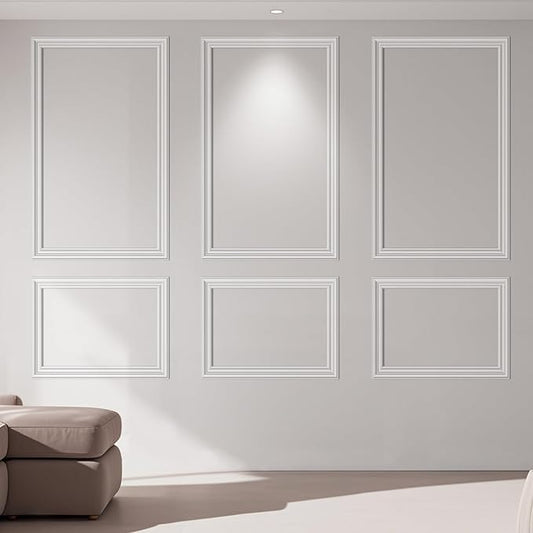 Art3dwallpanels Pre-Cut Wall Molding Set of 6 pcs, Ready-to-Assemble Wainscoting Panels for Interior Wall Décor Living Room Bedroom Accent Wall - Installed with Glue, 3 Top 3 Bottom