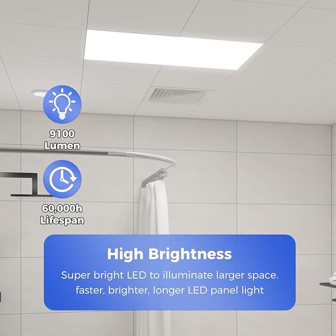 AIKVSXER 42 Pack 2x4 LED Flat Panel Light, Bright 9100LM Office Kitchen Flush Mount Ceiling Light Fixtures,Dimmable,Switchable 5CCT 3000K/4000K/5000K/5700K/6500K, 5 Wattages 30W/40W/50W/60W/70W