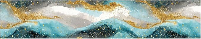 Blue Gold Marble Wallpaper Border 196x4 Inch Peel and Stick Wall Border Self Adhesive Luxury Water Wave Removable Vinyl Trim for Living Room Bedroom Bathroom Kitchen Cabinet Decoration