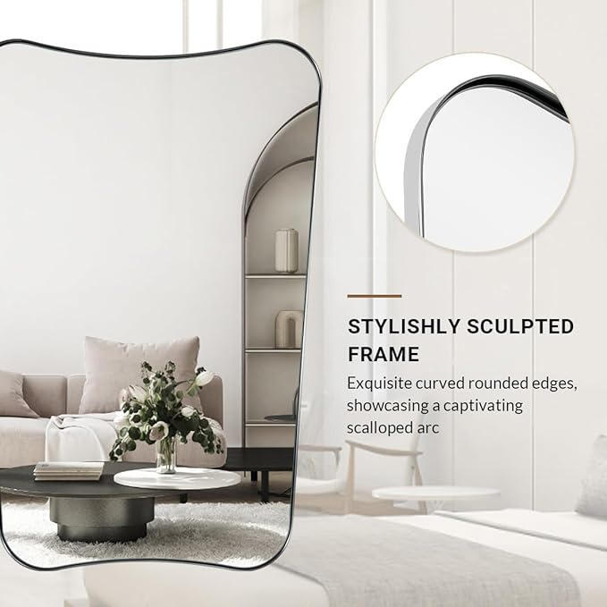 ANDY STAR Chrome Mirror for Bathroom, 22x30 Inch Asymmetrical Mirror, Polished Chrome Bathroom Vanity Mirror with Rust-Proof Stainless Steel 1’’ Frame, Unique Shape for Home Remodel
