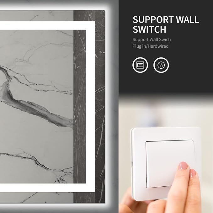 LOAAO 28X36 LED Bathroom Mirror with Lights, Anti-Fog, Dimmable, Backlit + Front Lit, Lighted Bathroom Vanity Mirror for Wall, Memory Function, Tempered Glass, Safe to Use, ETL Listed