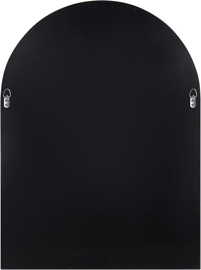 Kate and Laurel Valenti Mid-Century Modern Arched Wall Mirror; 24 x 32; Walnut Brown; Sophisticated Modern Arch Mirror for Use as Bathroom Mirror for Vanity or Fireplace Mantel Mirror