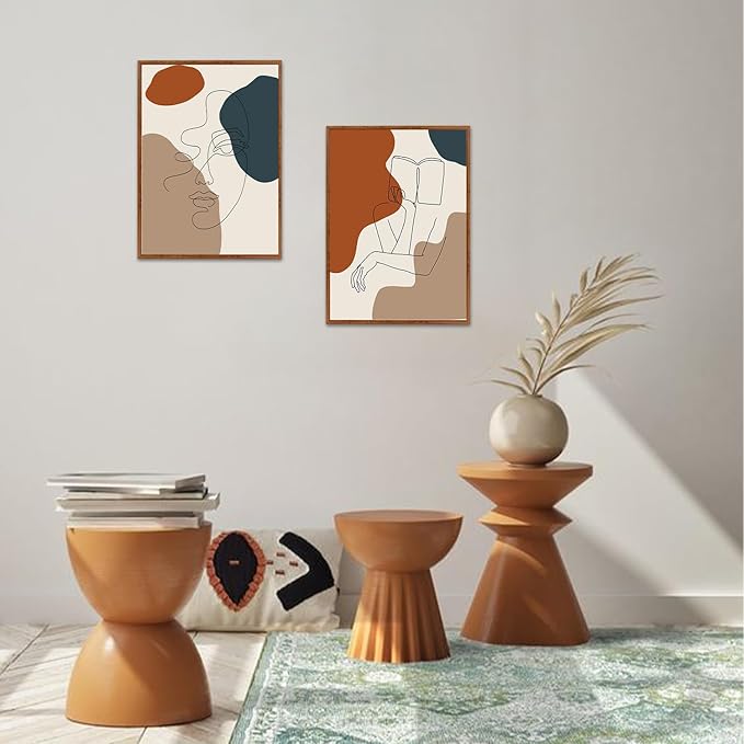 LHIUEM Abstract Woman Body Line Art Prints Elegant Framed Wall Decor Set of 3(12”X16”)Bookish Salon Canvas Wall Art Metal Esthetic Body Decor Boho Abstract Feminine Silhouette Art for Bedroom Bathroom