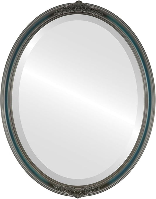 OVALCREST Oval Beveled Wall Mirror for Home Decor - Contessa Style - Royal Blue - 18" x 14"