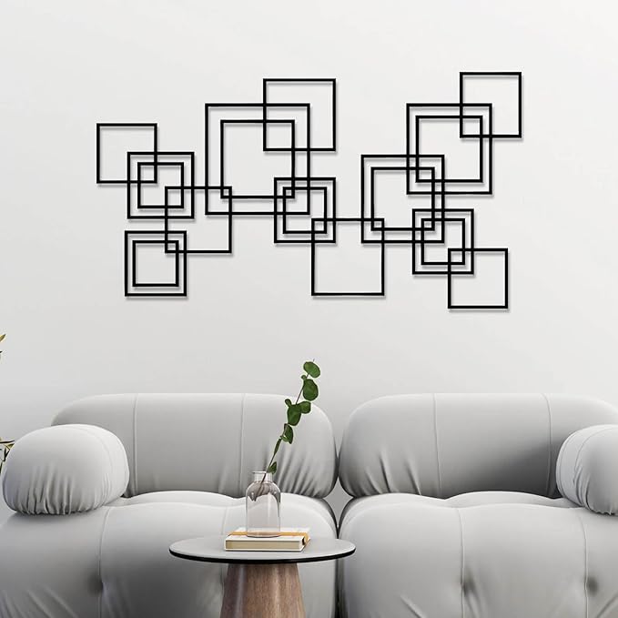 Metal Abstract and Geometric Wall Decor, Large Geometric Wall Art, Modern Luxury Style Metal Wall Art, Abstract Wall Decor, Minimalist Wall Hanging, Living Room Wall Hanging (Gold, 30"x17"/76x42cm)