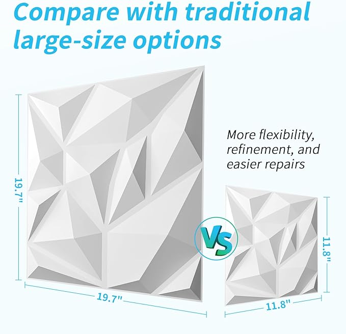 Art3d 20 Pack Decorative 3D Wall Panels for Interior Wall Decor Living Room, 11.8"x11.8" Cover 19 Sq.Feet White PVC Panels for Bedroom TV Background Gaming Room Decor