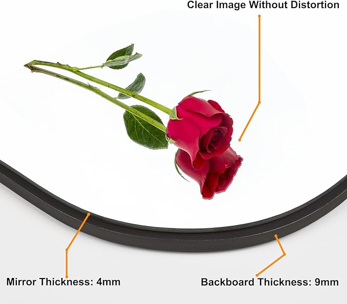 BOMINICA Irregular Wall Mirror Asymmetrical Mirror, Decorative Wall Mounted Mirror for Bathroom Living Room Entryway Bedroom Hallway (Black, 24" x 36")