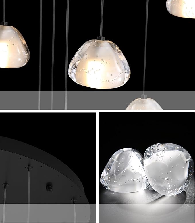 236'' Long Large Crystal Chandeliers LED Chandeliers for High Ceiling Handing Light Fixture for Entrance Hallway Foyer Staircase Lobby Black