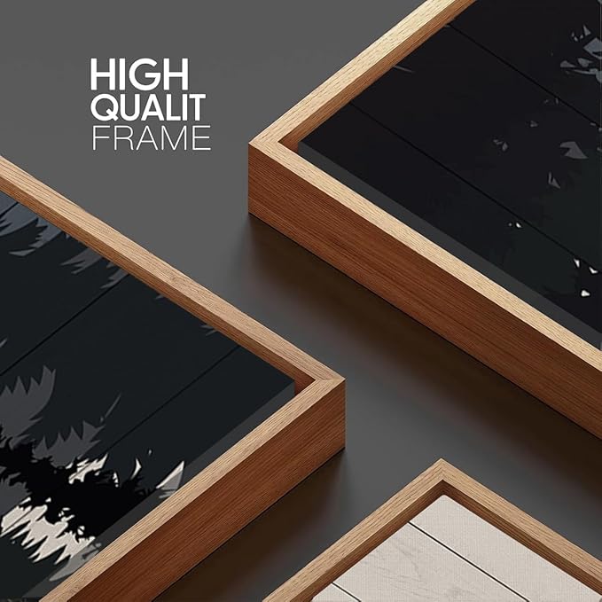 Anyzal Large Framed Serene Mountain Range Canvas Wall Art Boho Sunset forest Lake Wall Decor Abstract Nature Wilderness Art Print for Bedroom Living room Office Large 20x40 Inch