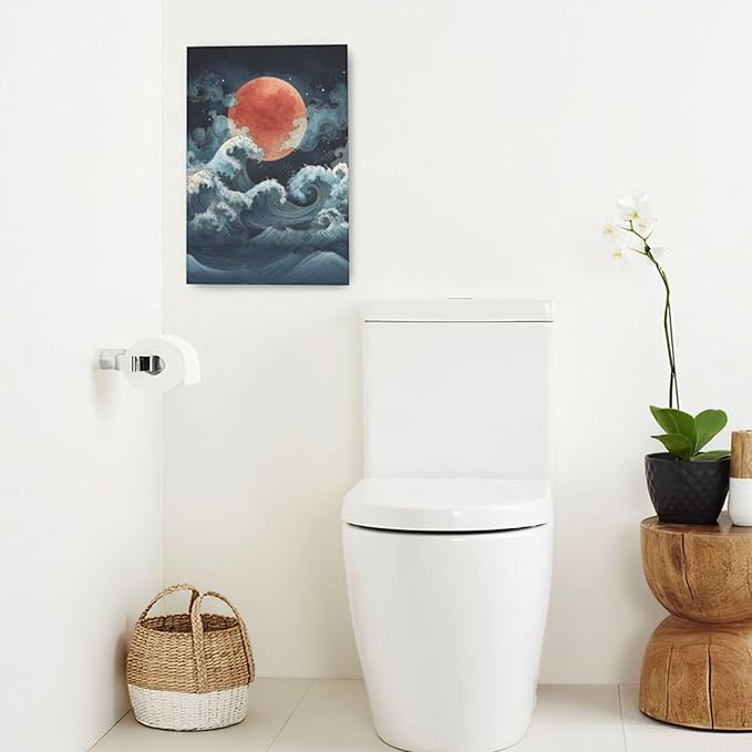 Japanese Wall Art The Great Wave Pictures Wall Decor Japanese Chinese China Sea Waves Canvas Prints Painting Asian Oriental Aesthetic Landscape Artwork Decorations for Bathroom Living Room Bedroom Kitchen Dining Room 16”X24”