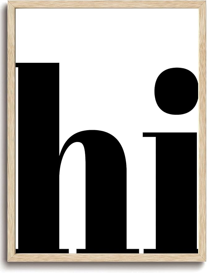 KISSFOX Retro HI OAK Wood Framed Wall Art Farmhouse Typography Canvas Art Prints Modern Minimalist Quote Pictures Wall Decor Rustic Southwestern Artwork For Gallery Bistro Entryway Living Room