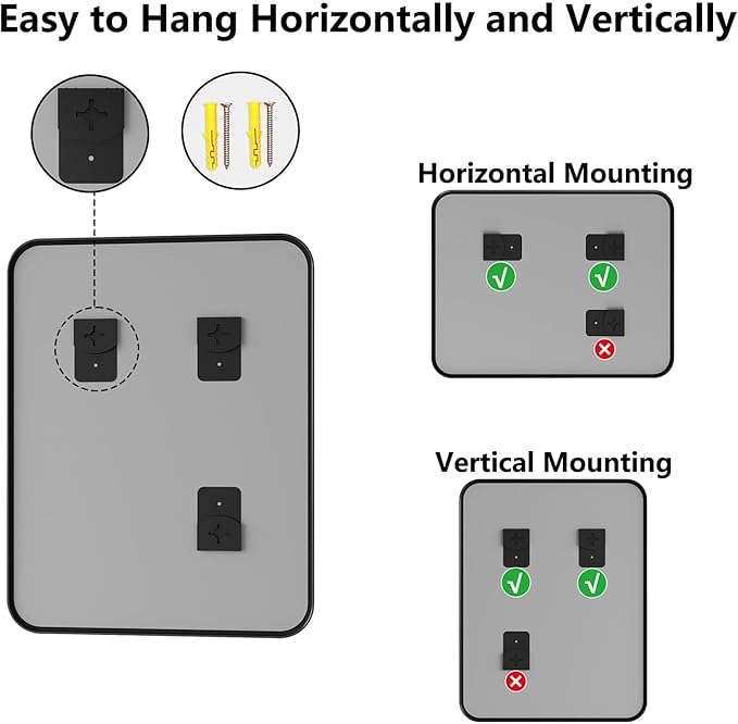 Bathroom Mirror, 28X36 Inch Black Metal Framed Mirror for Bathroom, Tempered Glass, Anti-Rust, Rounded Rectangle Mirror for Restroom, Bedroom, Black