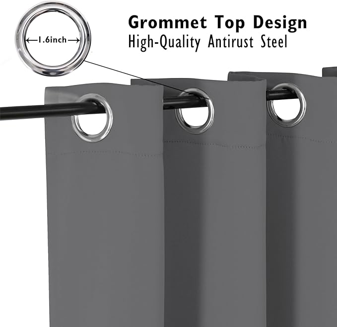 ChrisDowa Room Divider Curtain 108 Inches Long, Wide Blackout Sliding Door Curtain for Bedroom, Room Darkening Privacy Window Drape for Patio Door (1 Panel Set, Grey, 100 x 108 Inch)