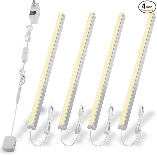 Cefrank V Shape Cabinet Lights, Warm White 4X 12 Inches V-Shape LED Light Bars - 1200lm 12W - Warm White 3000K