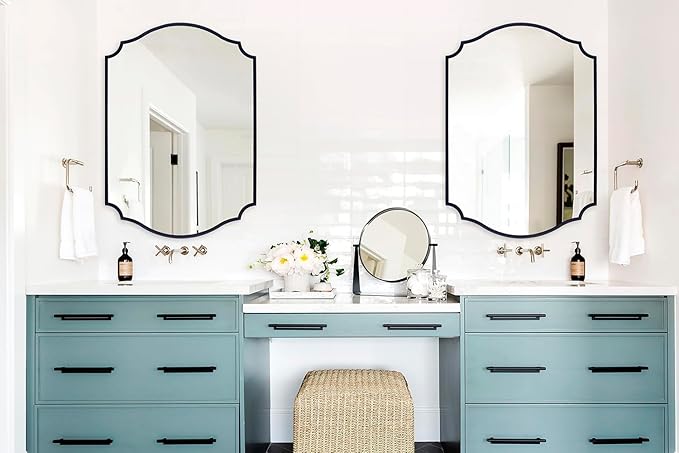 Chende Large Arched Mirror Wll Decor, 40'' x 28'' Black Wall Mirror with Metal Frame for for Home Decor Entryway, Dining Room, Mantel