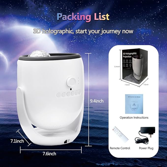 3D Galaxy Projector Star Projector, Planetarium Projector Night Light with Bluetooth Speaker for Bedroom Decor, 90 Dynamic Scenes, Relaxing Ambience & Ceiling Stars for Kids and Adults