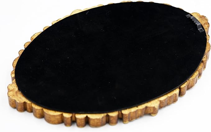 OIGUMR Oval Smallest Wall Mirror Resin Frame Size：12 x 8.3 inch Mirror Vintage Hanging Mirrors for Bedroom Living-Room Dresser Decor Gold