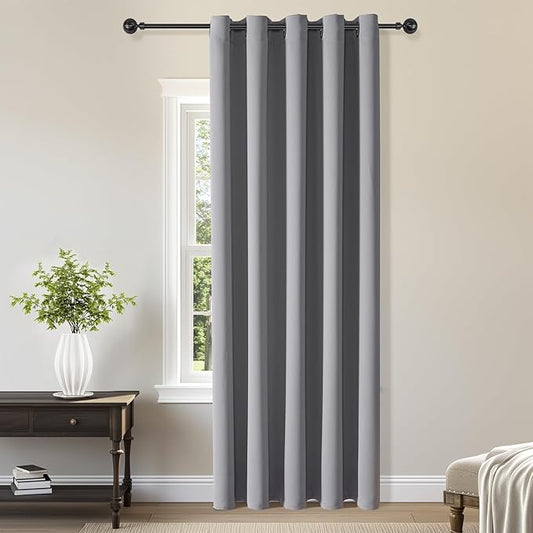 ChrisDowa Blackout Curtains 70 inches Wide for Bedroom - Extra Wide Grommet Thermal Insulated Room Darkening Curtains for Living Room (1 Panel, Light Grey, 70 x 84 Inch)