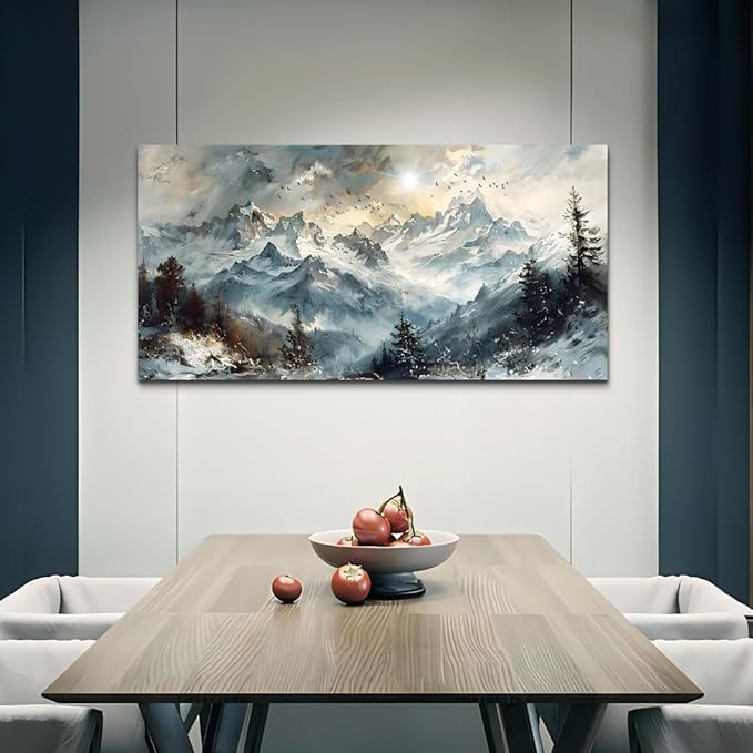 KELIYUAN Canvas Wall Art For Living Room Farmhouse Wall Decor For Office Abstract Mountain Landscape Wall Painting Framed Pictures Artwork Modern Bedroom Dormitory Home Decoration Aesthetic 20x40in