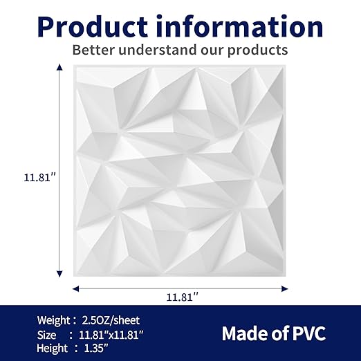 Art3dwallpanels 33 Pack 3D Wall Panel for Interior Wall Décor, PVC Textured Wall Panels, Modern 3D Wallpaper, White