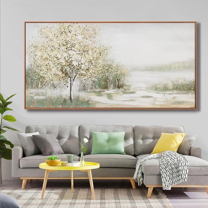 Canvas Wall Art Wall Decor Bedroom Pictures Decoration Spring Scene Nature Landscape Tree Plants Artwork Abstract Wall Art Large Size Modern Painting Framed Pictures For Living Room Home Kitchen Office 29" X 58"