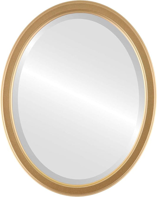 OVALCREST Oval Beveled Wall Mirror for Home Decor - Toronto Style - Gold Spray - 18" x 14"