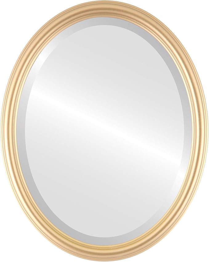 OVALCREST Oval Beveled Wall Mirror for Home Decor - Saratoga Style - Gold Spray - 22x26 Outside Dimensions