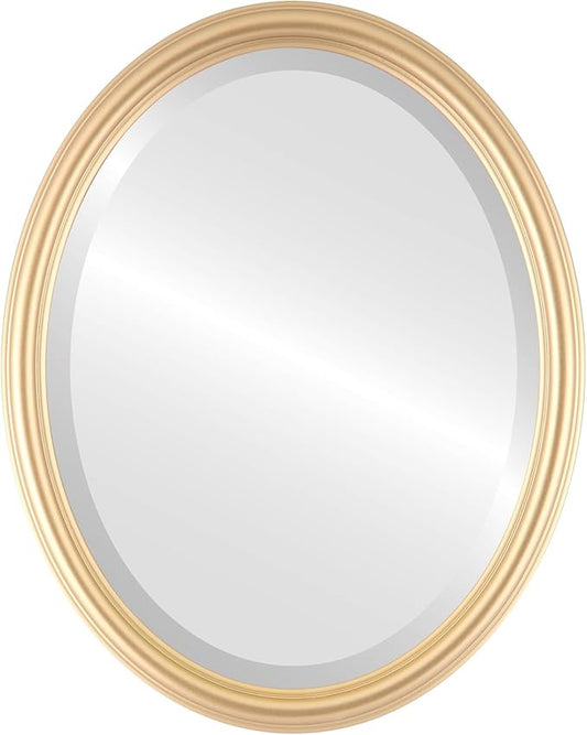 OVALCREST Oval Beveled Wall Mirror for Home Decor - Saratoga Style - Gold Spray - 20x26 Outside Dimensions